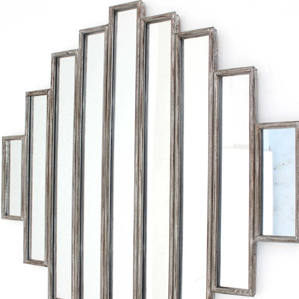 Silver Rustic Multi Mirrored Wall Sculpture By Homeroots - Image 4