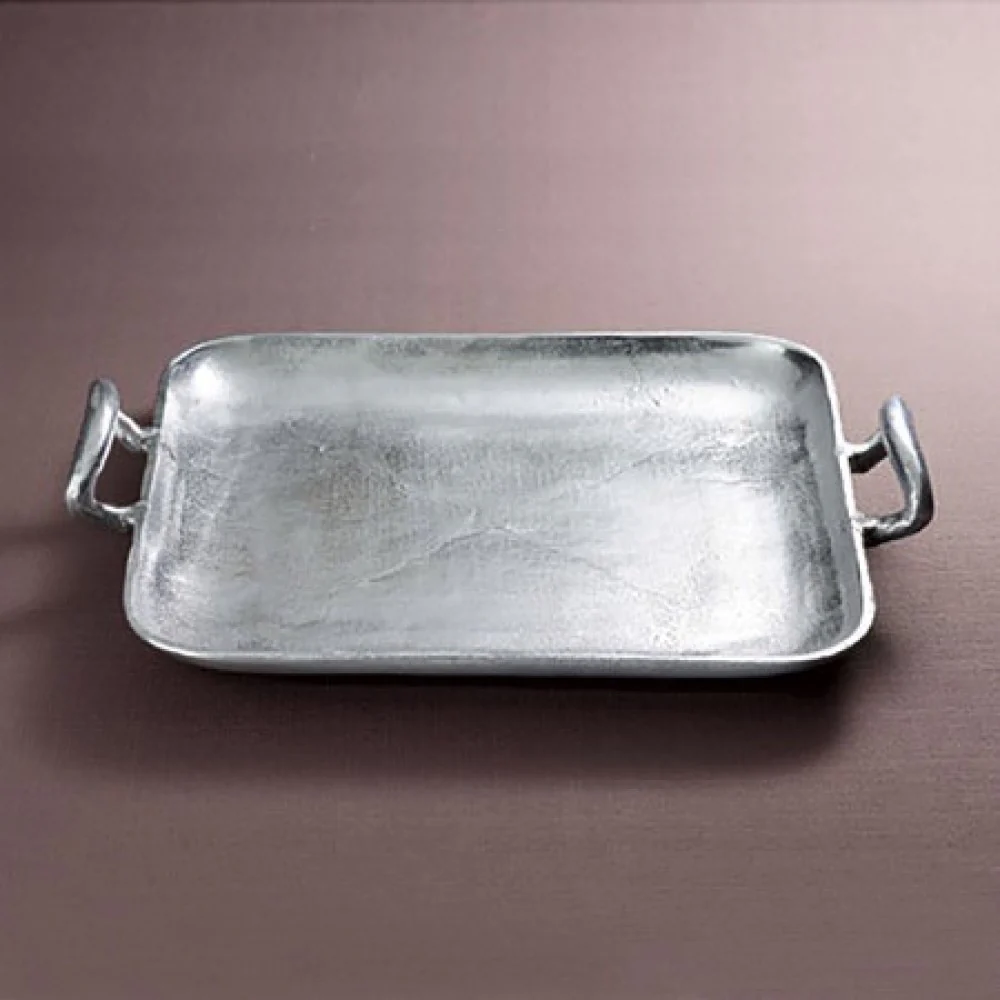 Silver Square Shaped Metal Tray By Homeroots - Image 2