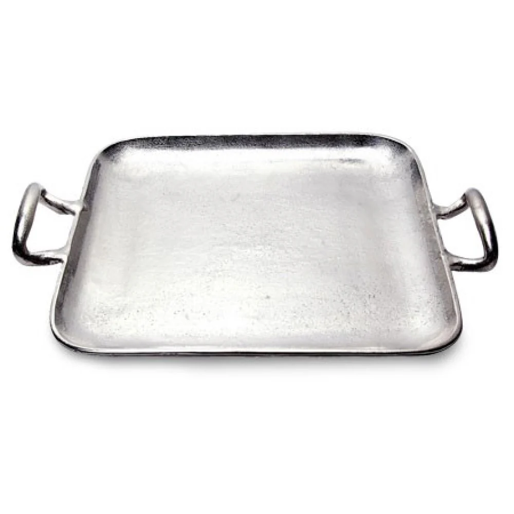 Silver Square Shaped Metal Tray By Homeroots - Image 3
