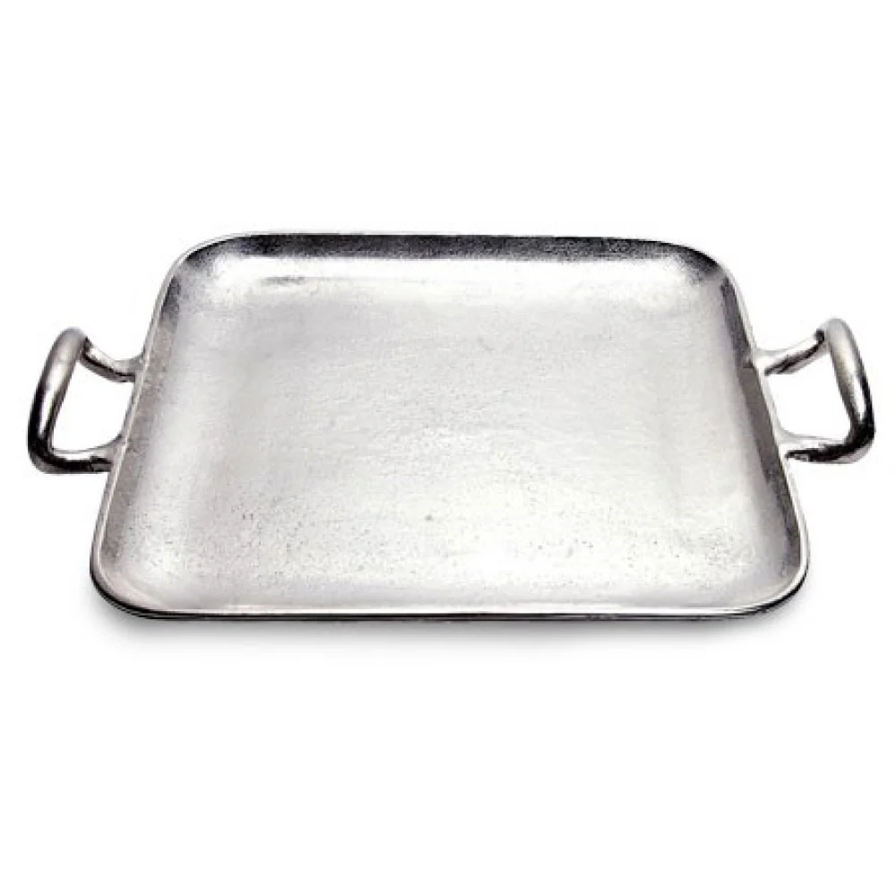 Silver Square Shaped Metal Tray By Homeroots - Image 4