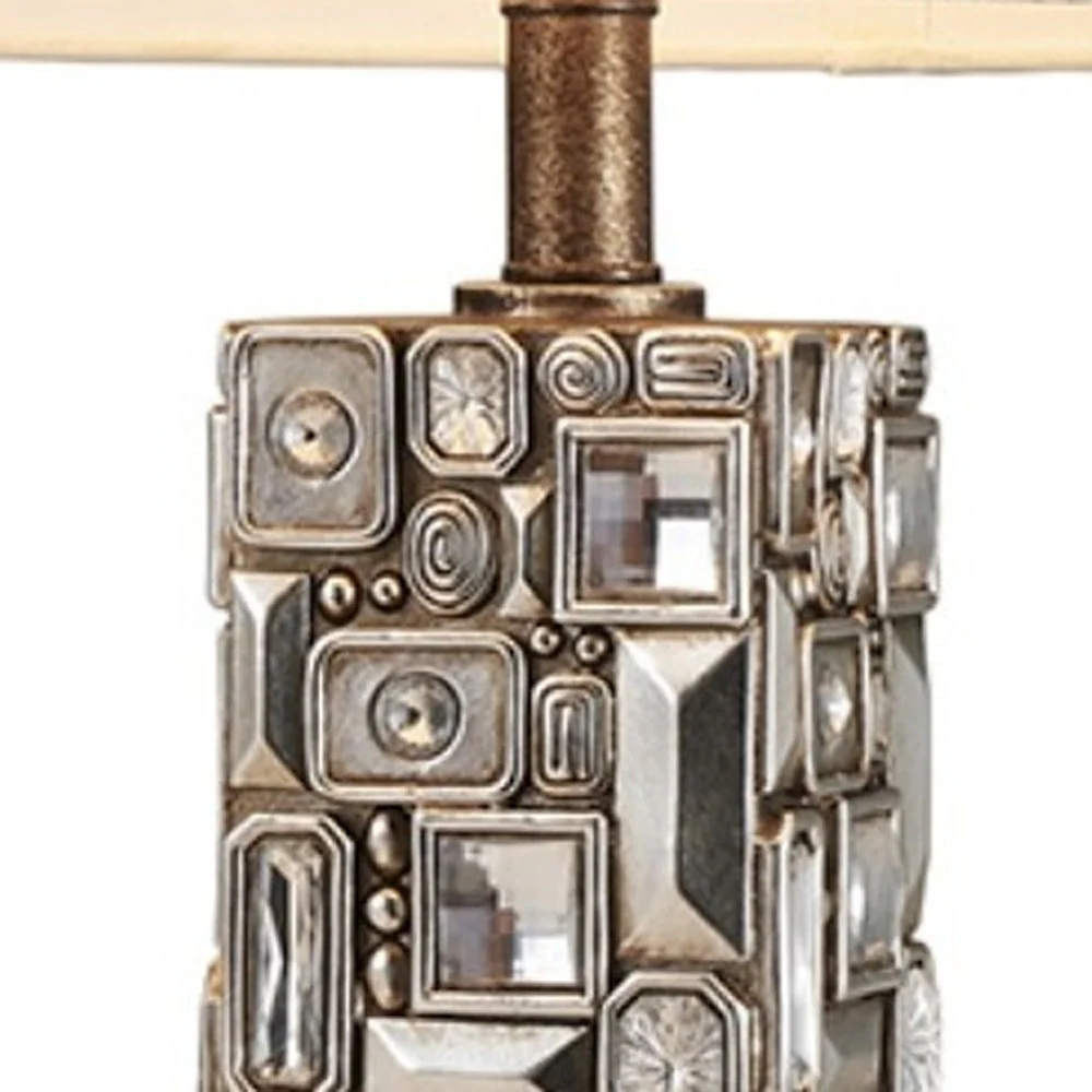 Silver Table Lamp with Abstract Mirror Design By Homeroots - Image 3