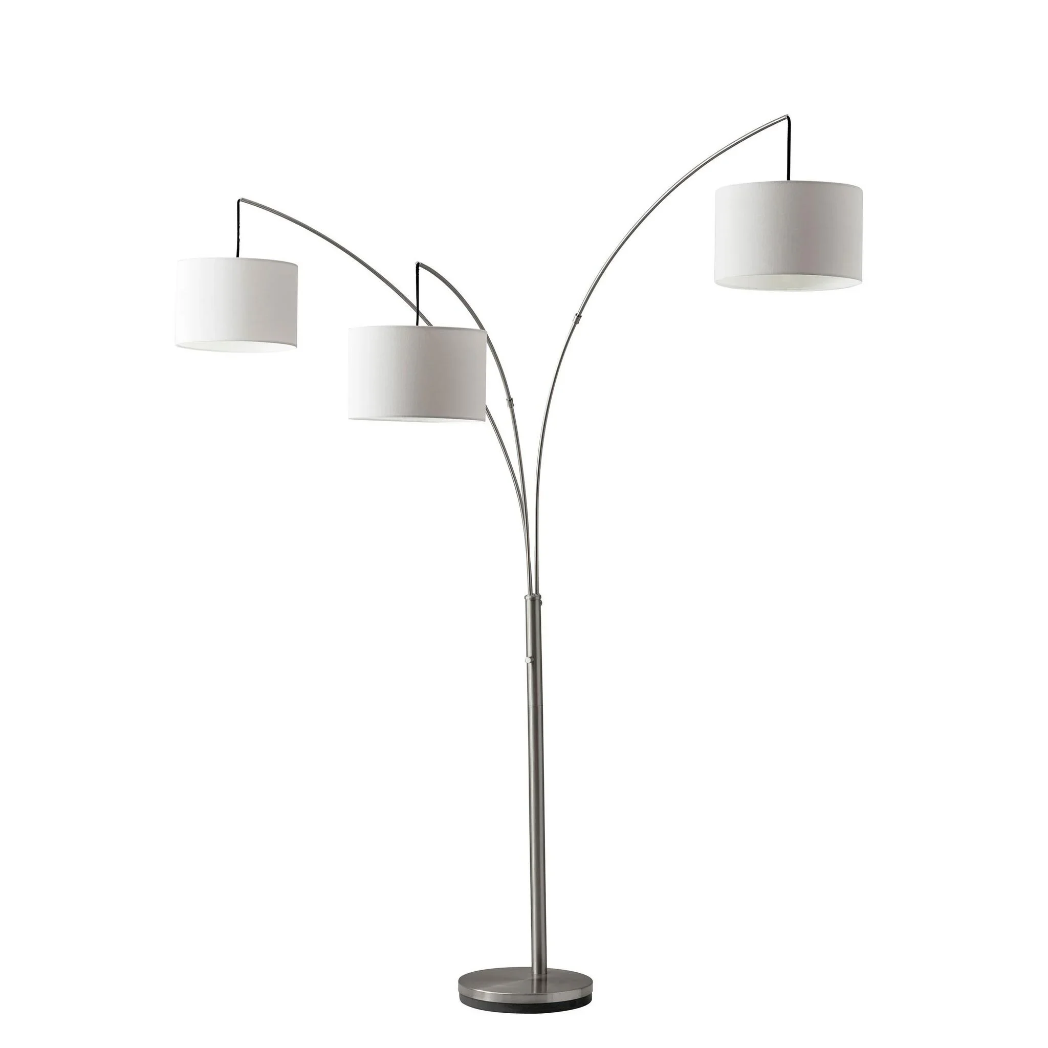 Silver Three Light Tree Floor Lamp With White Linen Drum Shade By Homeroots - Image 2