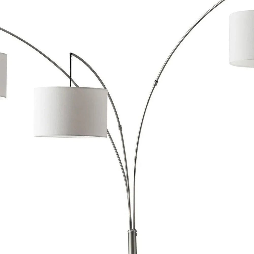 Silver Three Light Tree Floor Lamp With White Linen Drum Shade By Homeroots - Image 3