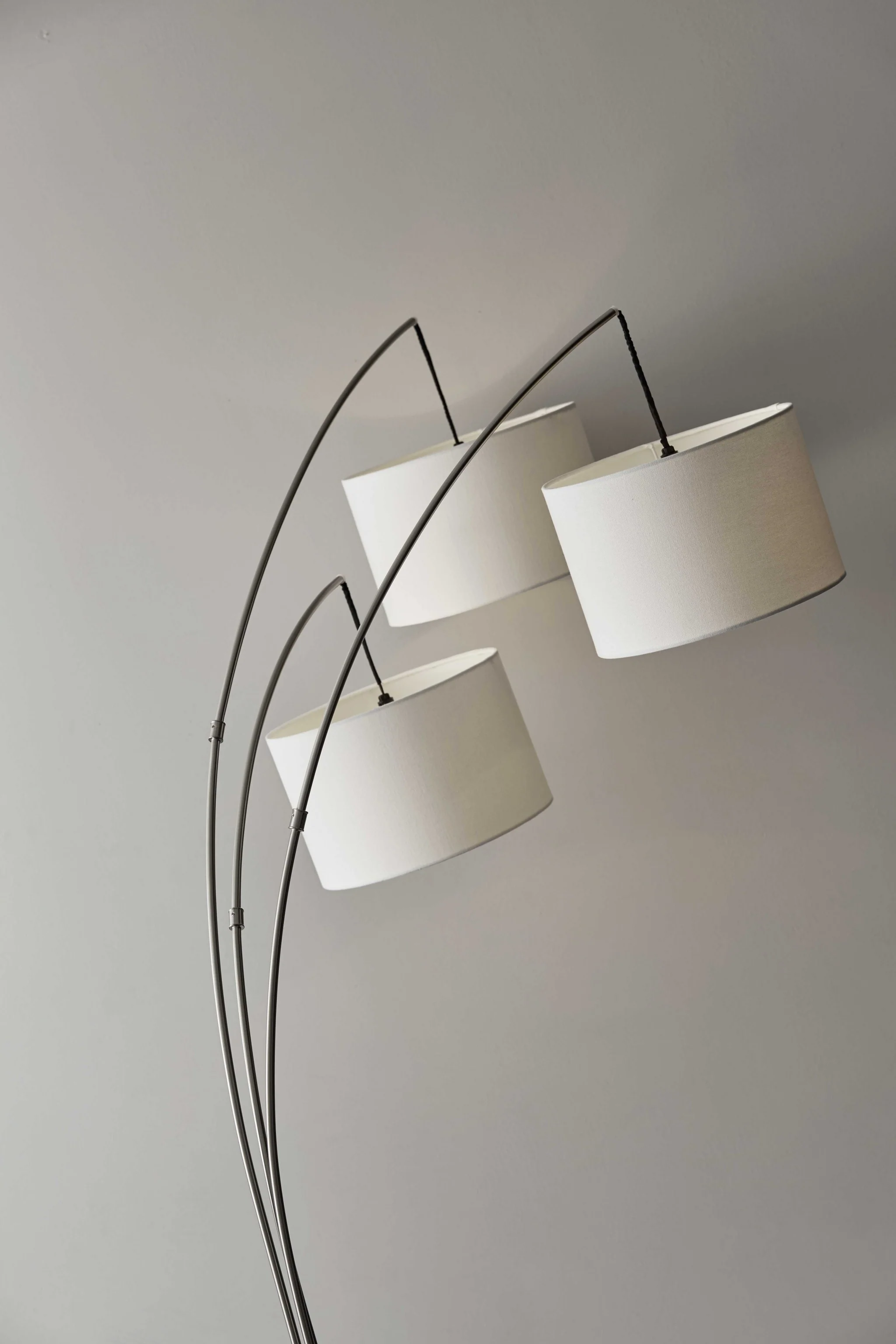 Silver Three Light Tree Floor Lamp With White Linen Drum Shade By Homeroots - Image 4