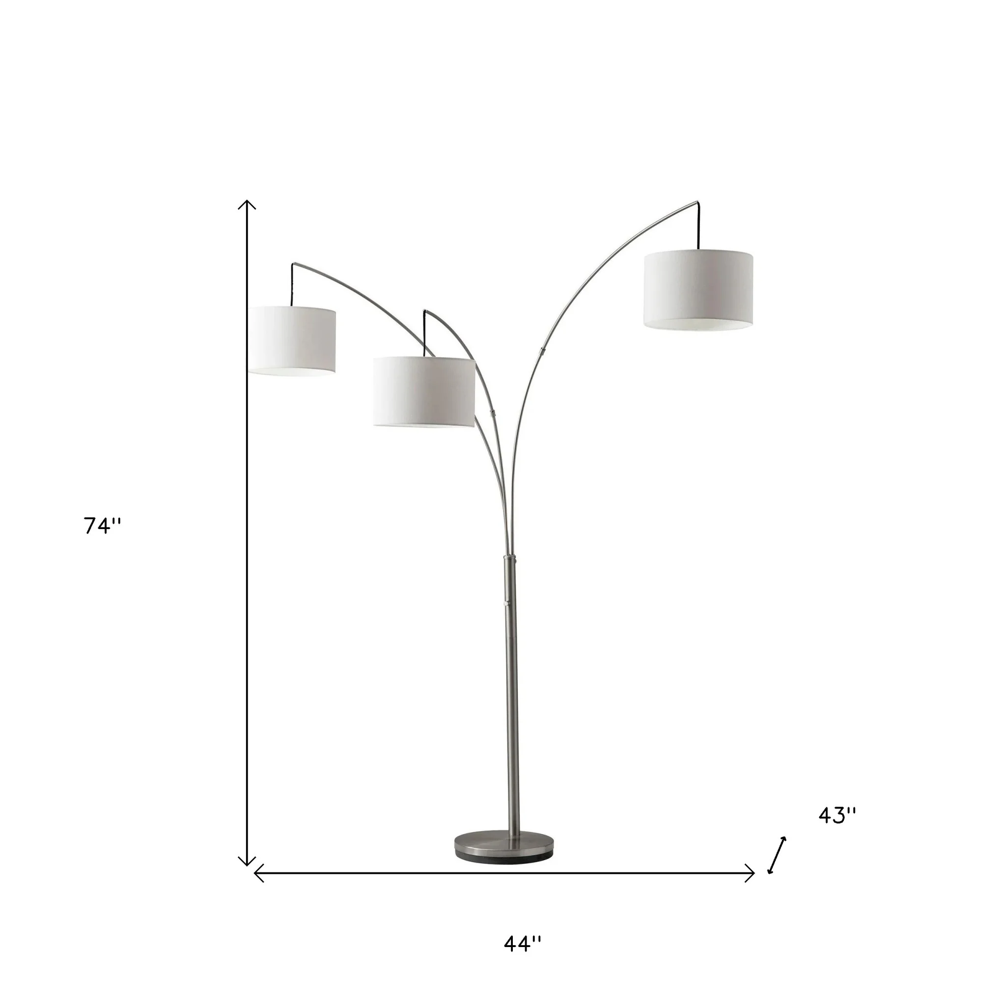 Silver Three Light Tree Floor Lamp With White Linen Drum Shade By Homeroots - Image 5