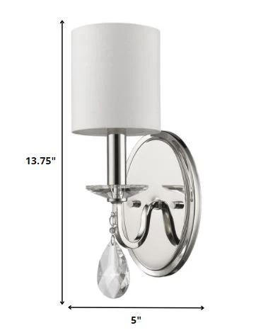 Silver Three Light Wall Sconce with White Fabric Shade By Homeroots - Image 2