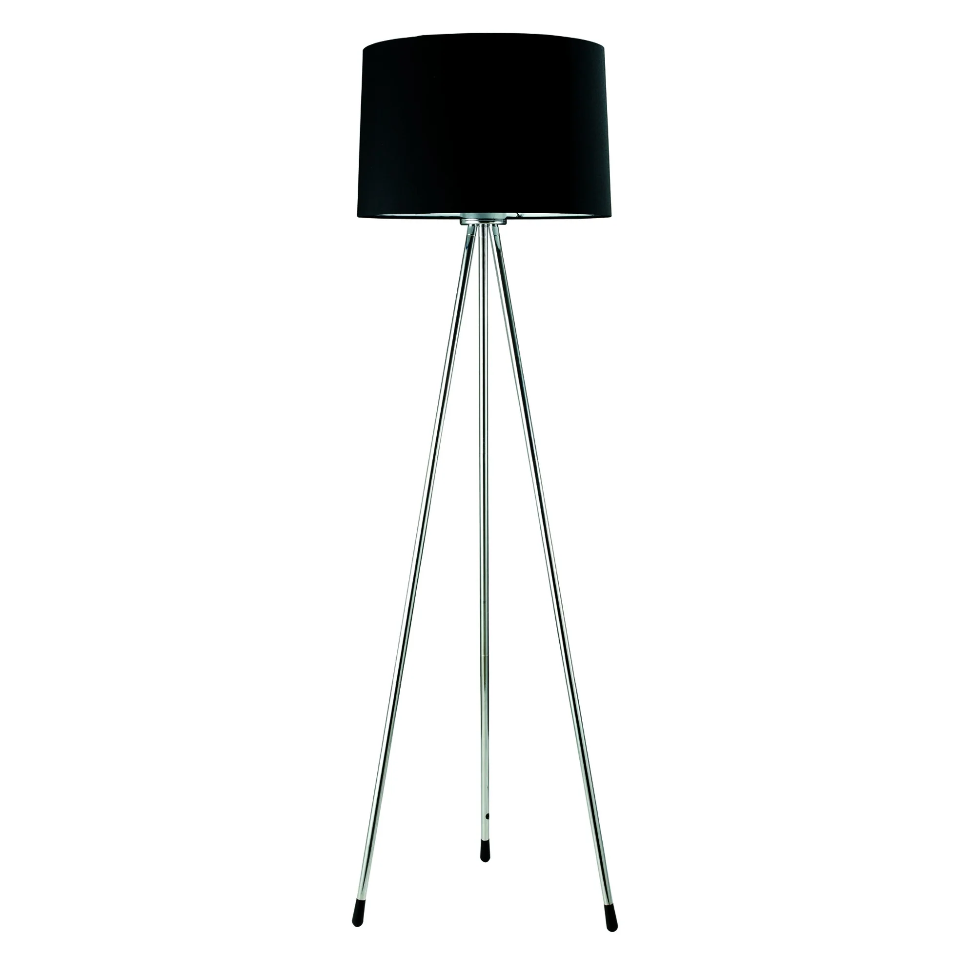 Silver Tripod Floor Lamp With Black Fabric Drum Shade By Homeroots - Image 2