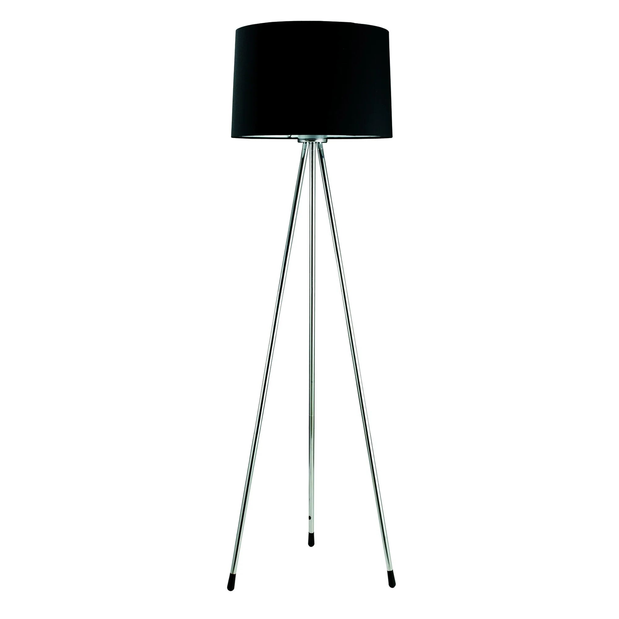 Silver Tripod Floor Lamp With Black Fabric Drum Shade By Homeroots - Image 3