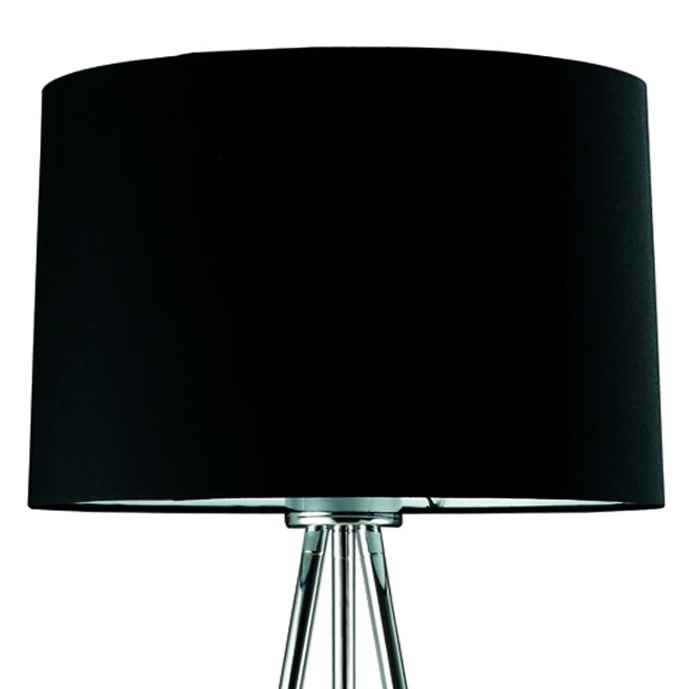 Silver Tripod Floor Lamp With Black Fabric Drum Shade By Homeroots - Image 4