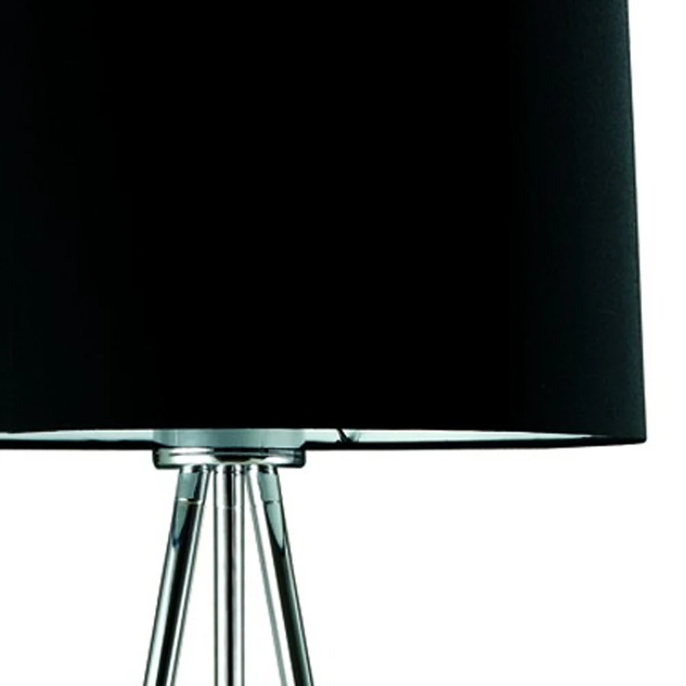 Silver Tripod Floor Lamp With Black Fabric Drum Shade By Homeroots - Image 5