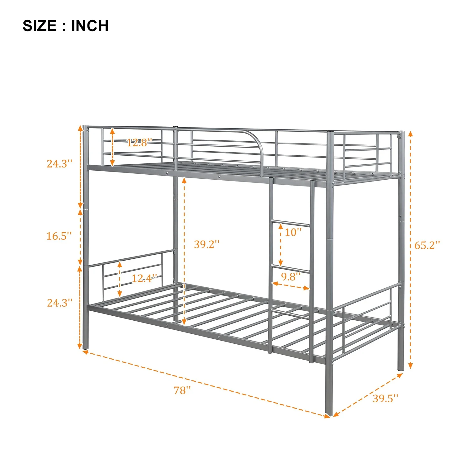 Silver Twin Over Twin Separable Bunk Bed By Homeroots - Image 6