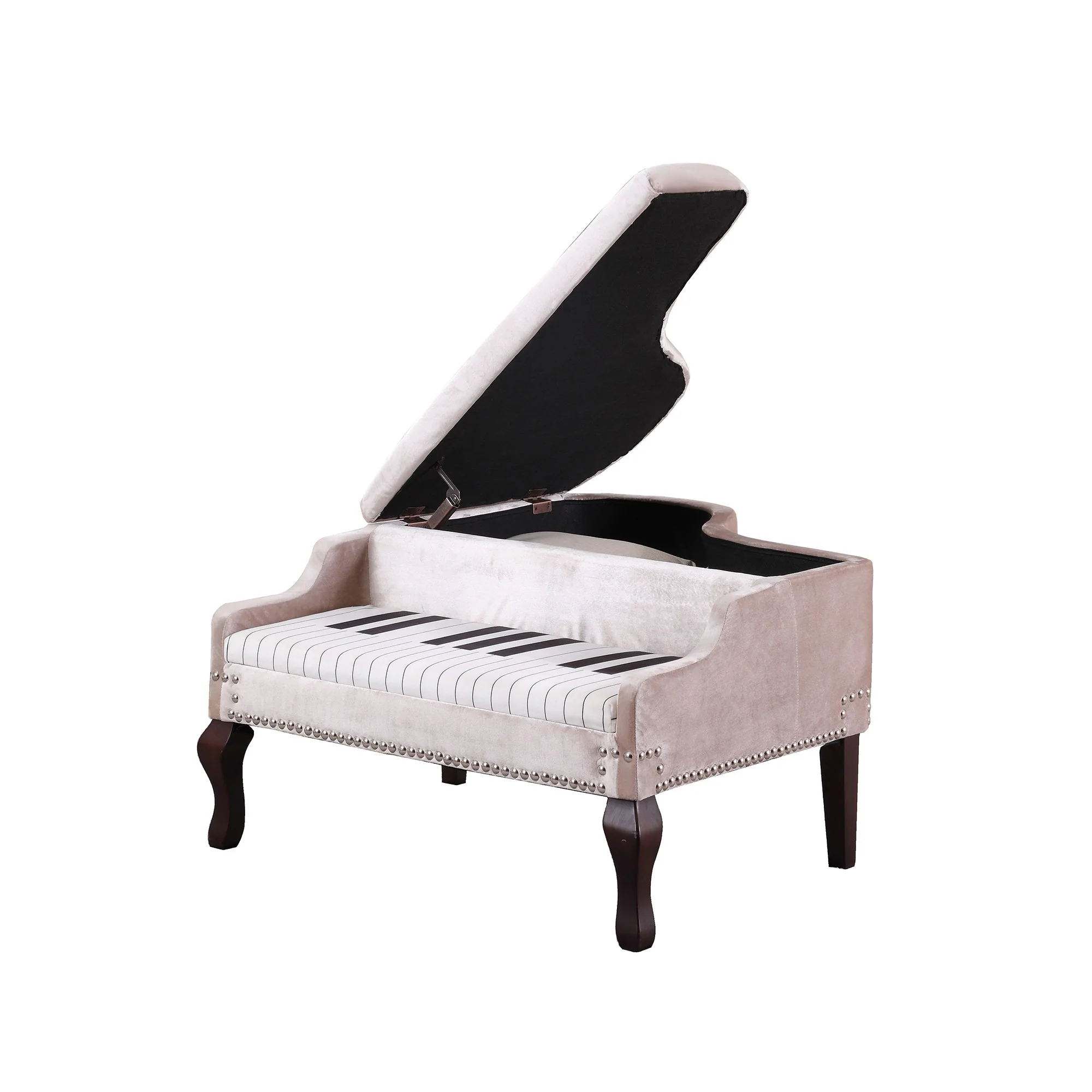 Silver Velour Baby Grand Piano Storage Bench By Homeroots - Image 2