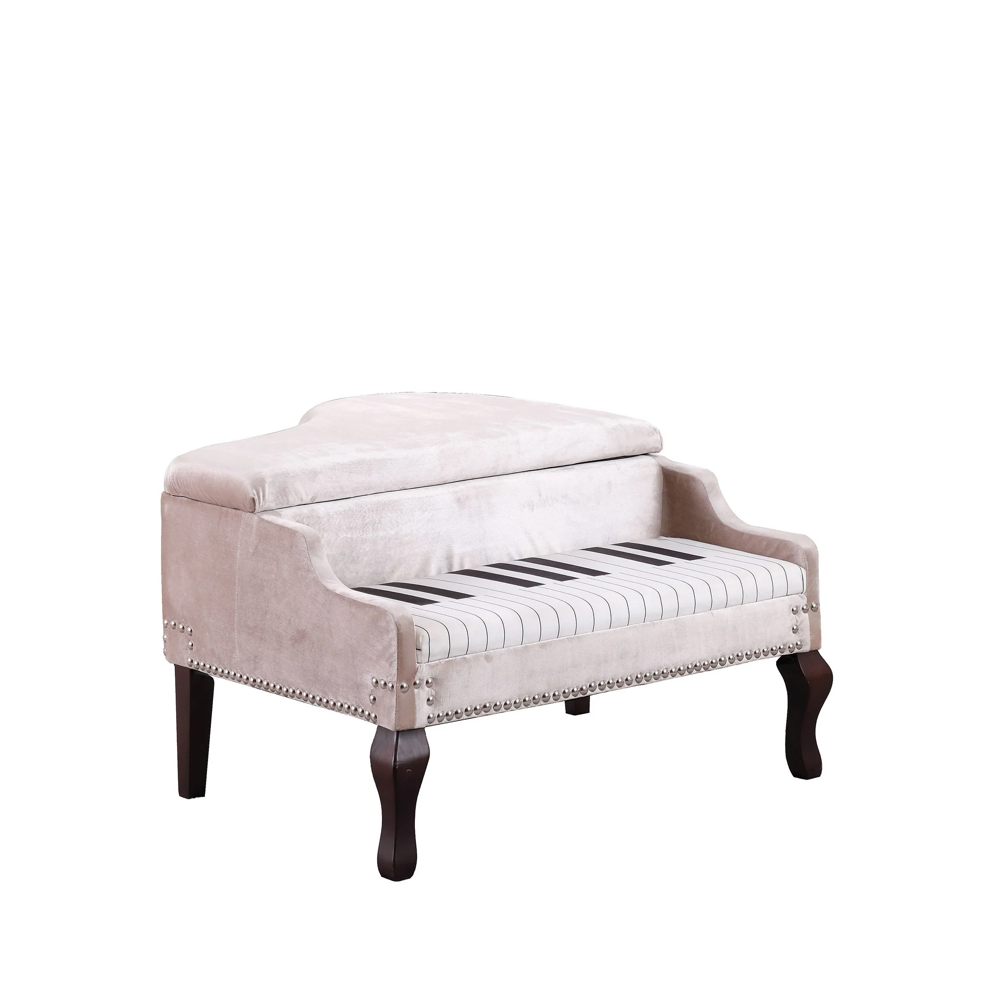 Silver Velour Baby Grand Piano Storage Bench By Homeroots - Image 3