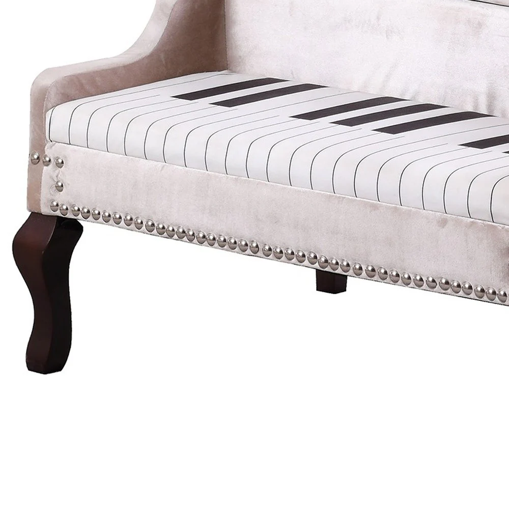 Silver Velour Baby Grand Piano Storage Bench By Homeroots - Image 4