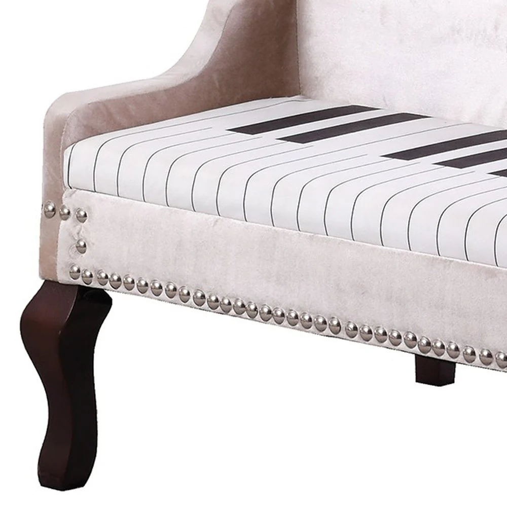 Silver Velour Baby Grand Piano Storage Bench By Homeroots - Image 5
