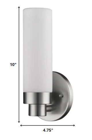 Silver Wall Light with Narrow Frosted Glass Shade By Homeroots - Image 2