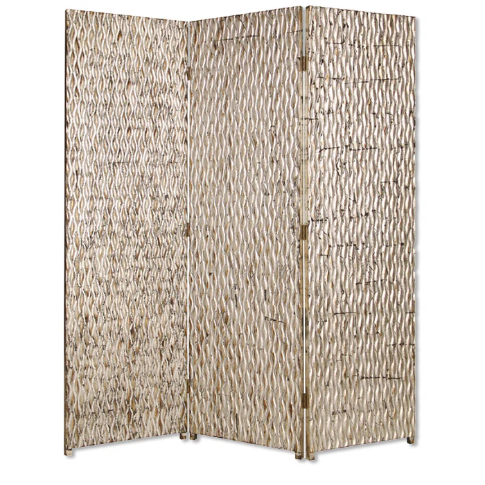 Silver Wood 3 Panel Screen By Homeroots - Image 2