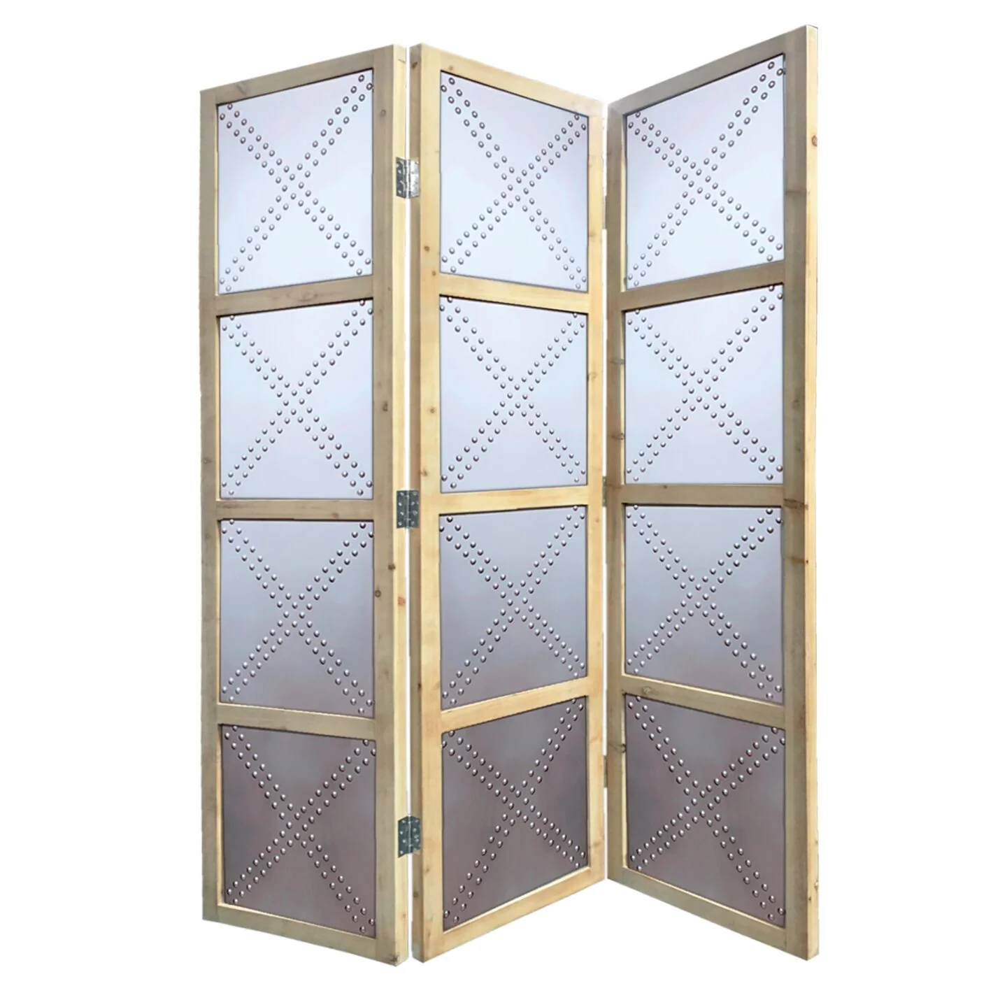 Silver Wood 3 Panles Screen By Homeroots - Image 2