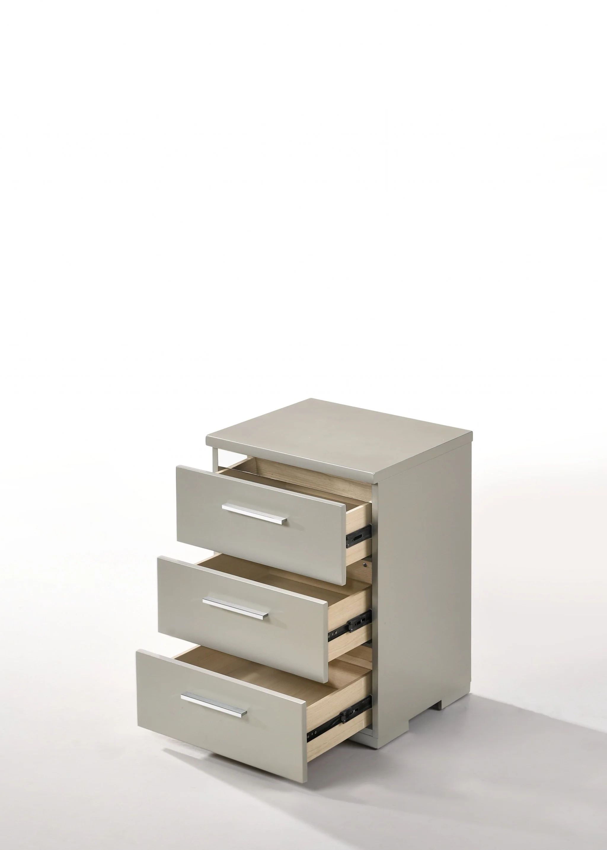 Silver Wood Veneer Paper Nightstand By Homeroots - Image 3