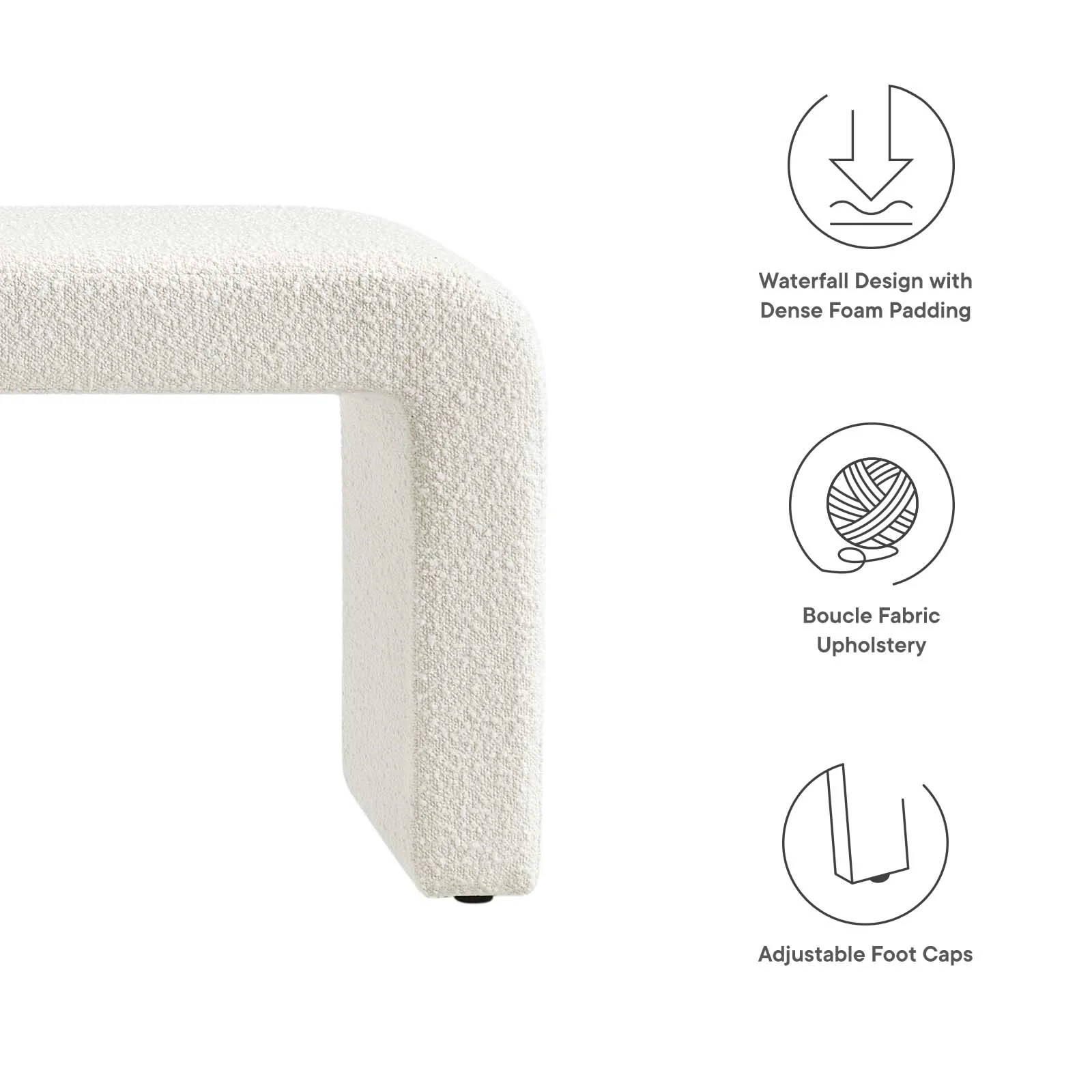 Simba Boucle Fabric Waterfall Long Bench By Modway - EEI-6736 - Image 14