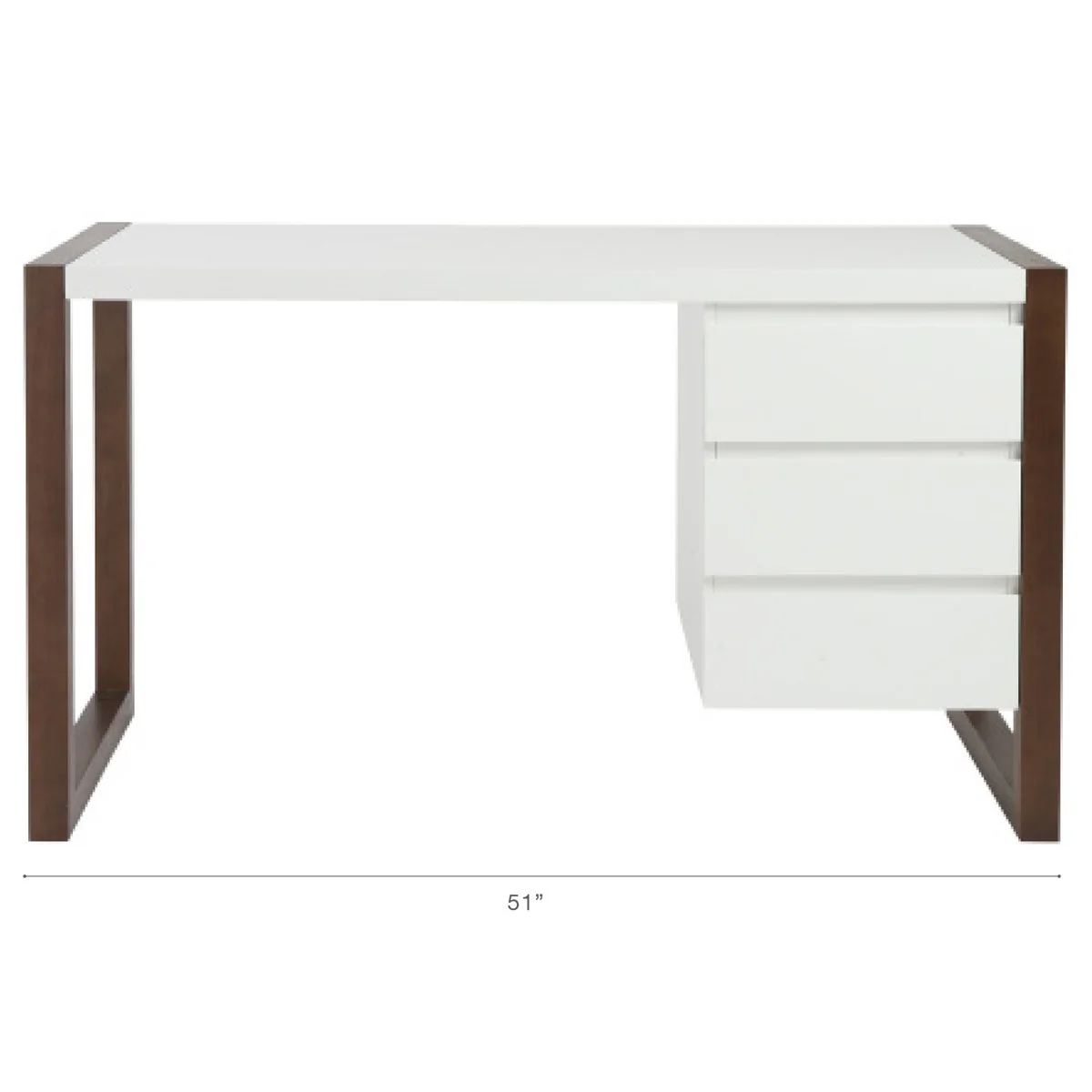 Simple Walnut and White Three Drawer Desk By Homeroots - Image 5