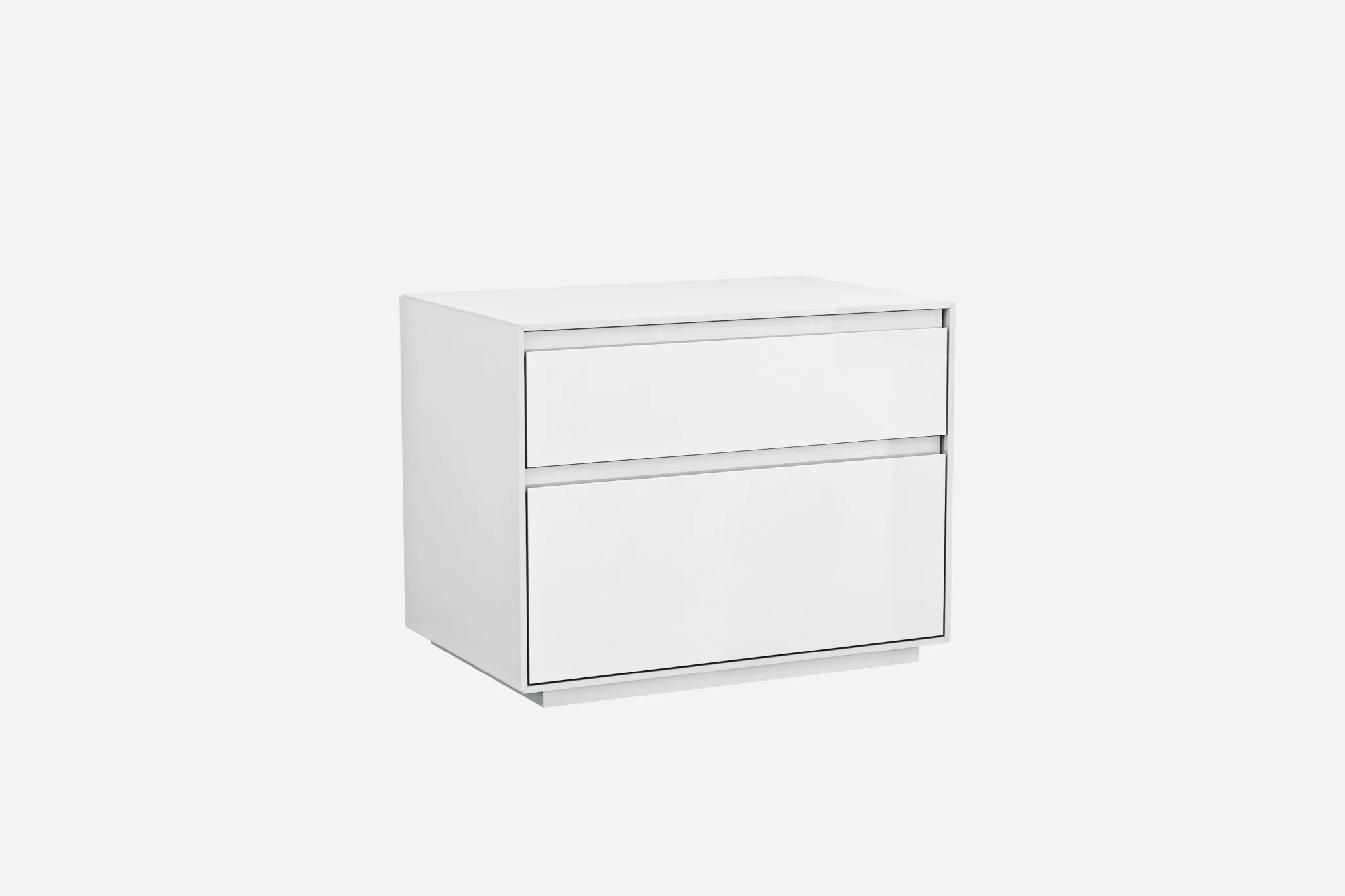 Simplistic White Gloss 2 Drawer Nightstand By Homeroots - Image 2