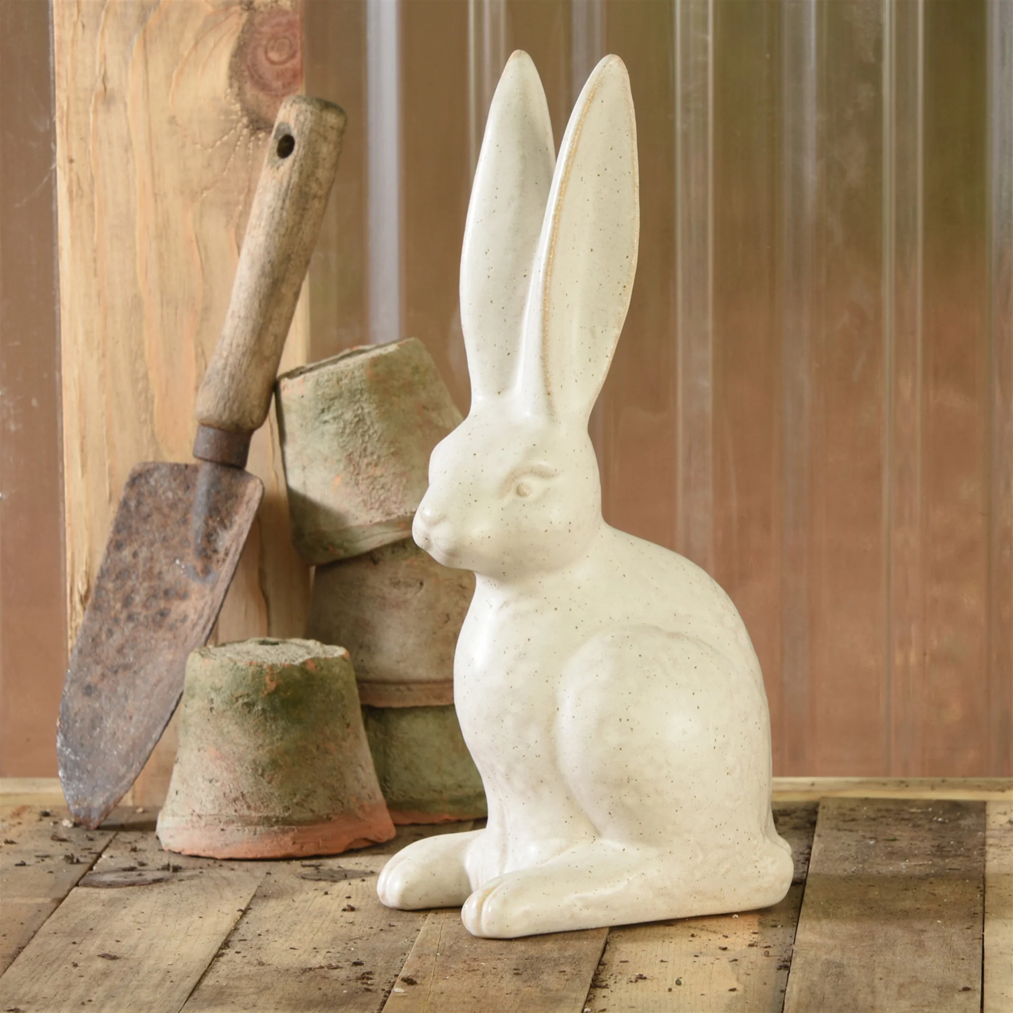 Sitting Hare, Ceramic - Large - Matte White Set Of 2 By HomArt - Image 3