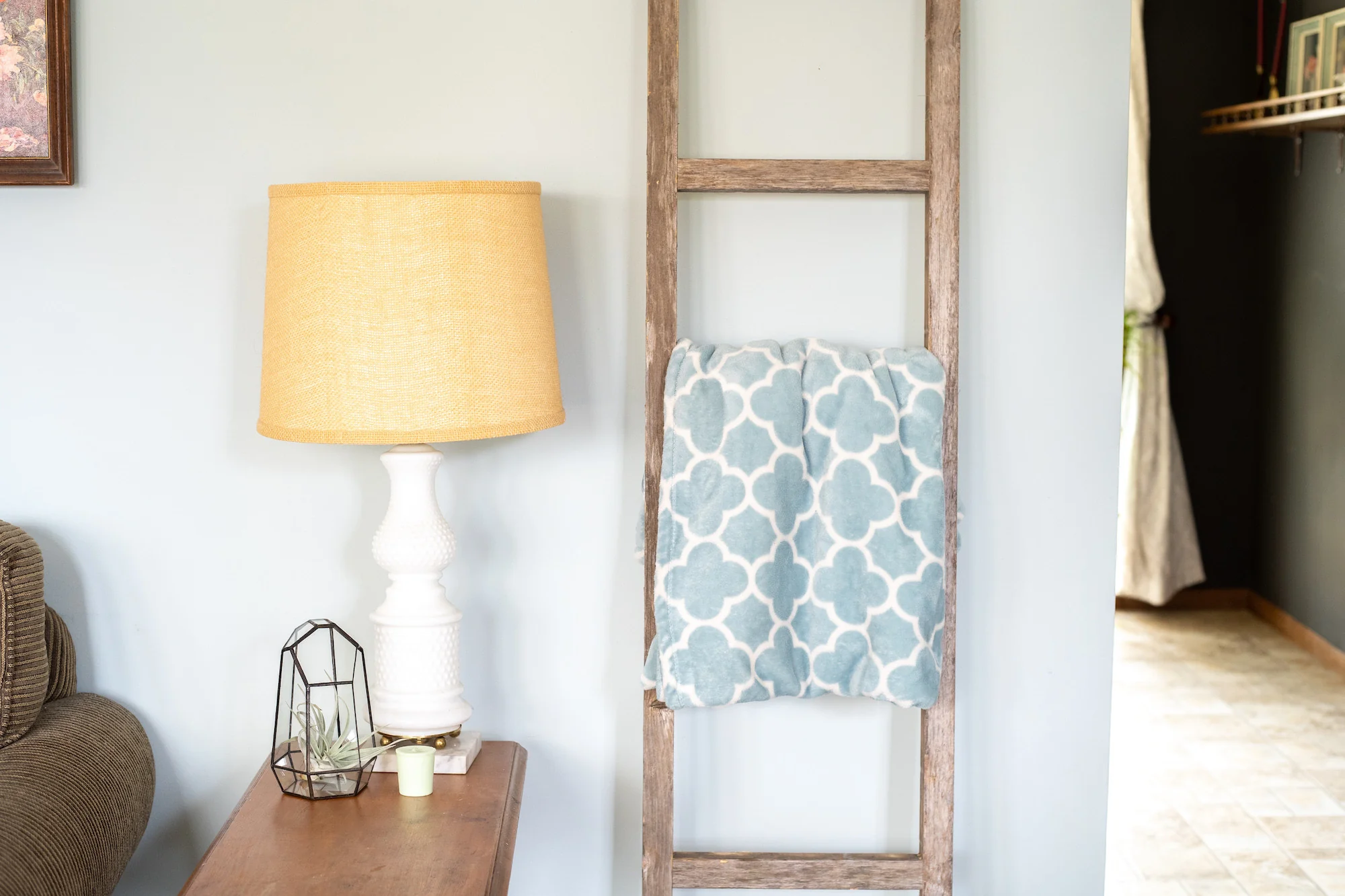 Six Step Rustic Weathered Grey Wood Ladder Shelf By Homeroots - Image 7