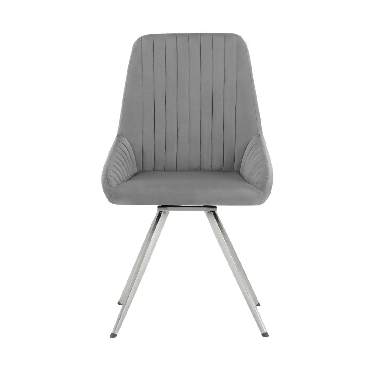 Skye Swivel Gray Velvet and Brushed Stainless Steel Dining Room Chairs - Set of 2 By Armen Living - Image 2