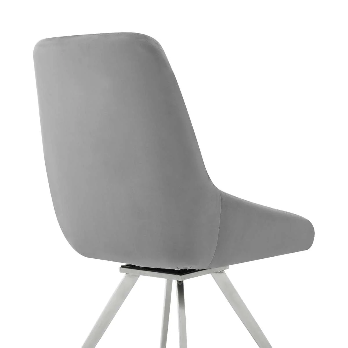 Skye Swivel Gray Velvet and Brushed Stainless Steel Dining Room Chairs - Set of 2 By Armen Living - Image 4
