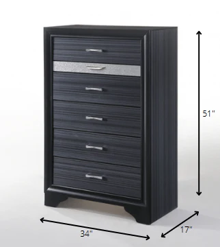 Sleek 51' Black 6 Drawer Chest Dresser By Homeroots - Image 3