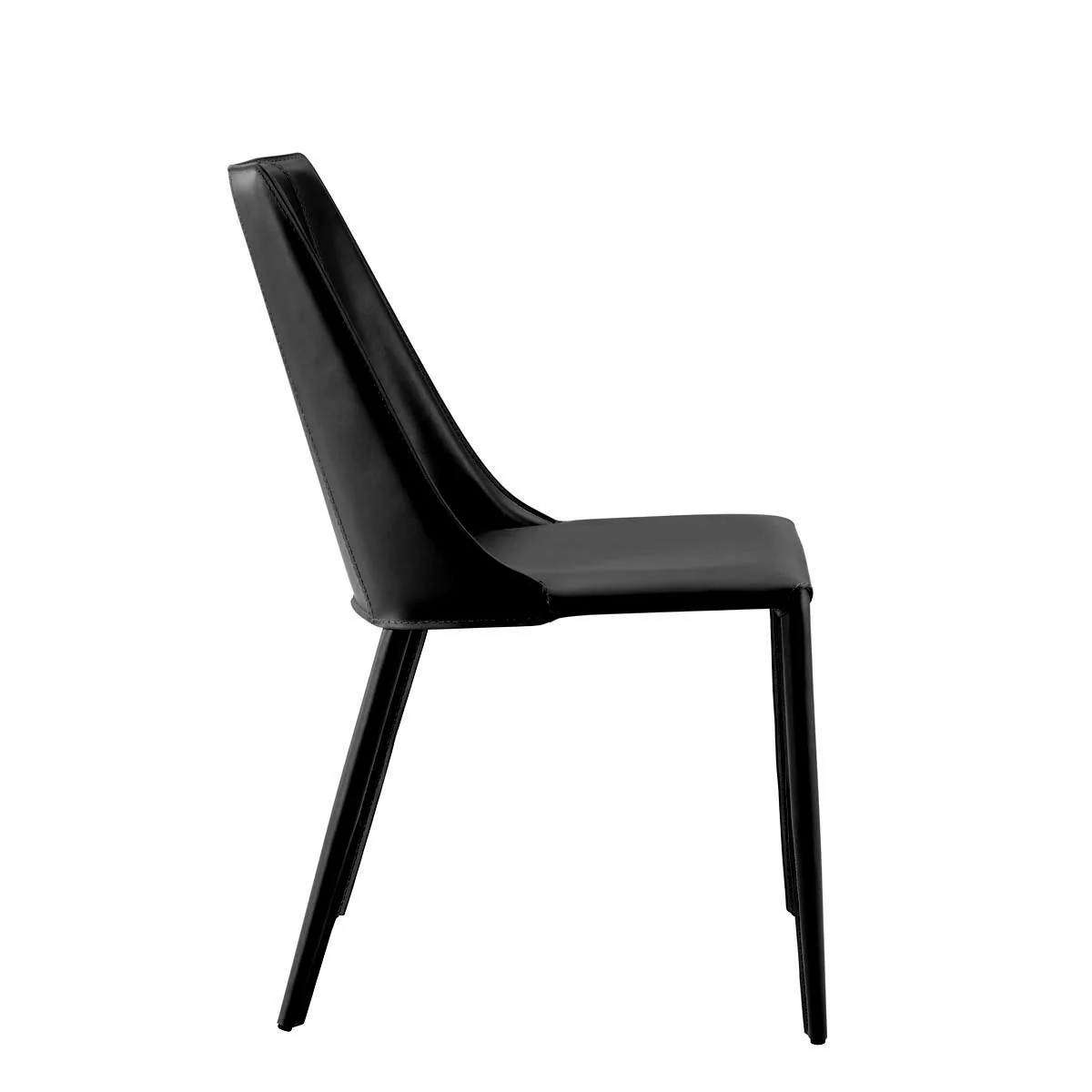 Sleek All Black Faux Leather Dining Or Side Chair By Homeroots - Image 3