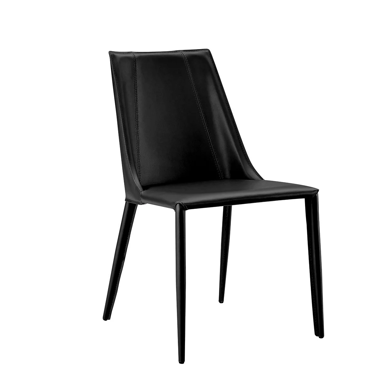 Sleek All Black Faux Leather Dining Or Side Chair By Homeroots - Image 7