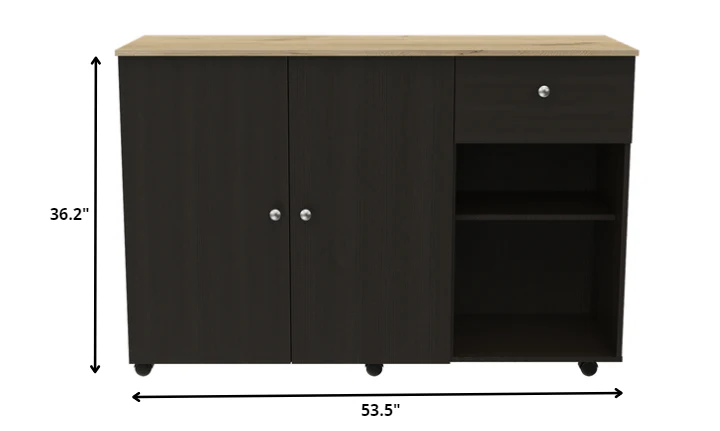 Sleek and Modern Black Wengue Kitchen Island Cart By Homeroots - Image 4