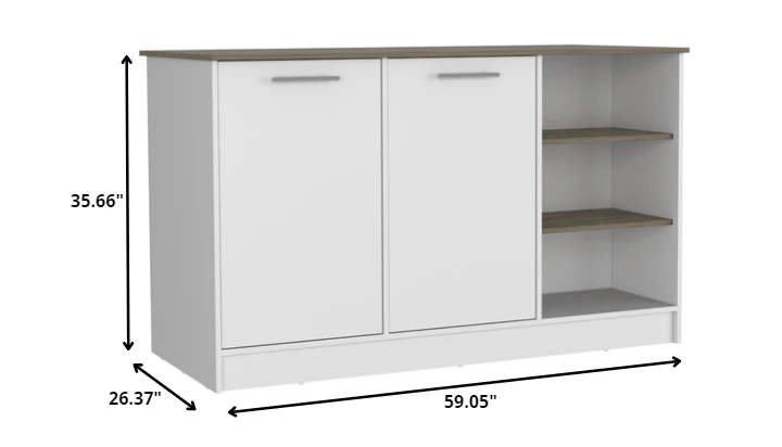Sleek and Modern White and Dark Brown Kitchen Island By Homeroots - Image 4