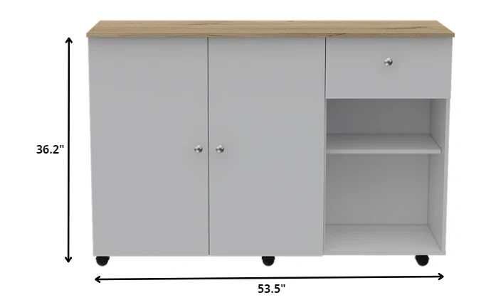 Sleek and Modern White Pine Kitchen Island Cart By Homeroots - Image 5