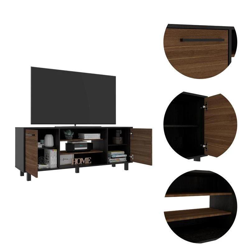 Sleek and Stylish Carbon Espresso Television Stand By Homeroots - Image 4