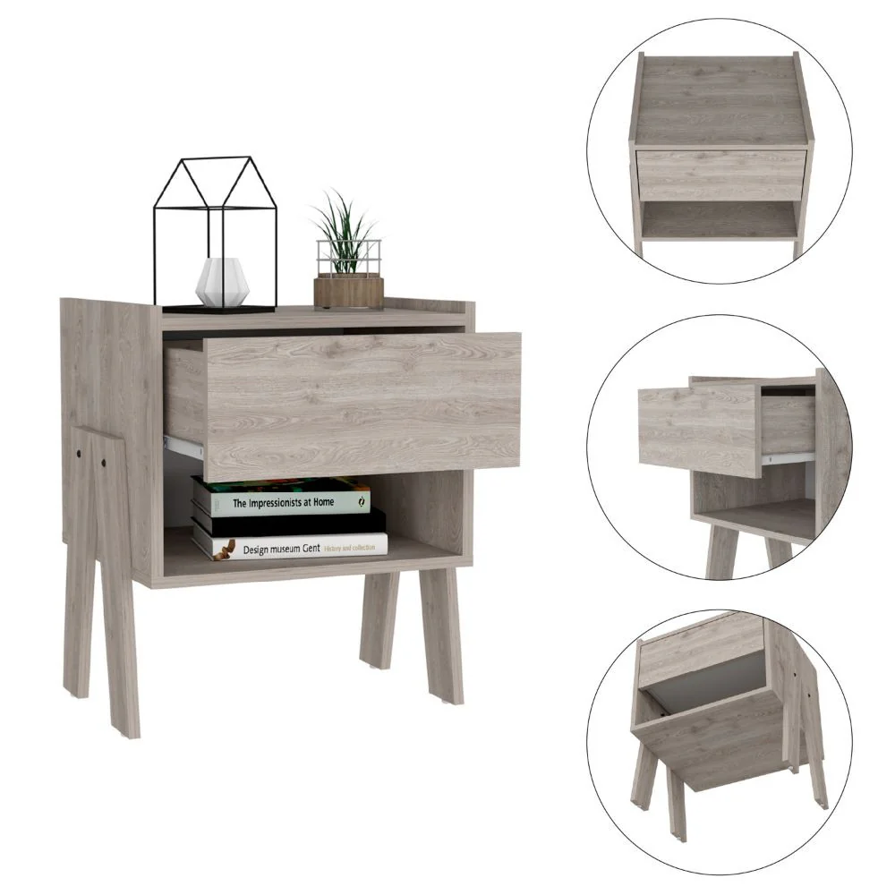 Sleek and Trendy Light Grey Bedroom Nightstand By Homeroots - Image 3