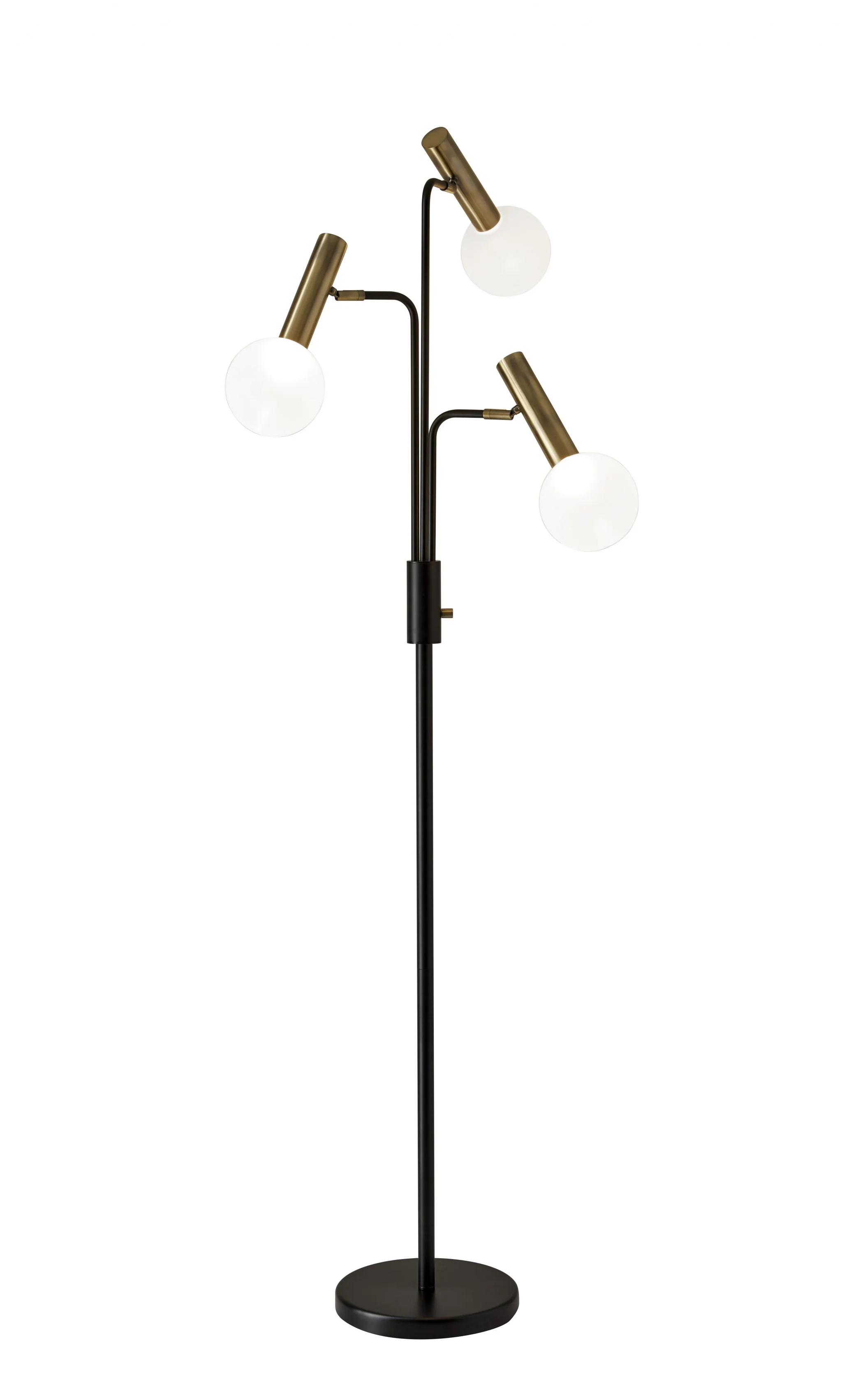 Sleek Black and Brass Finish LED 3-Arm Floor Lamp By Homeroots - Image 2