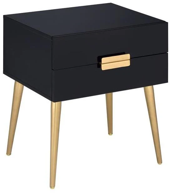 Sleek Black And Gold Two Drawer End Table By Homeroots - Image 2