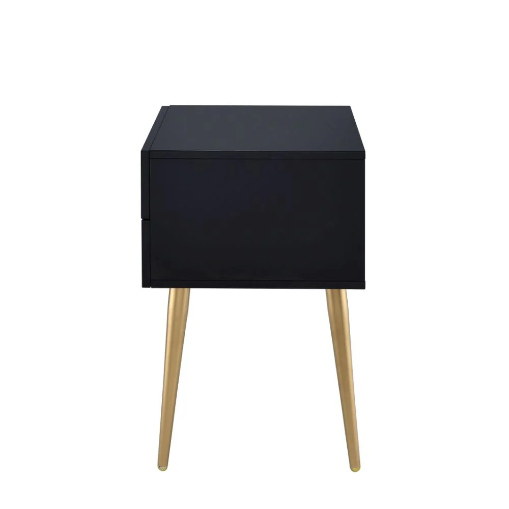 Sleek Black And Gold Two Drawer End Table By Homeroots - Image 4