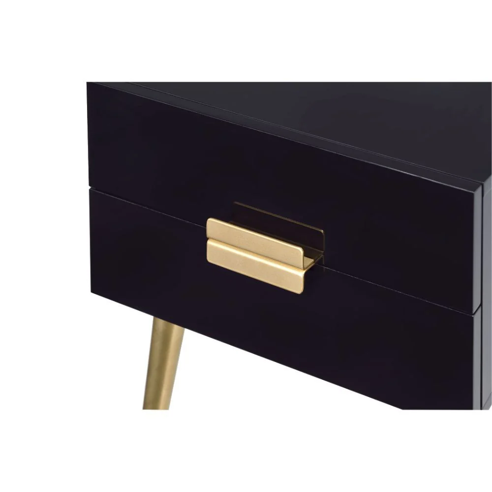 Sleek Black And Gold Two Drawer End Table By Homeroots - Image 5