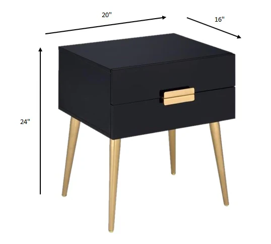 Sleek Black And Gold Two Drawer End Table By Homeroots - Image 7
