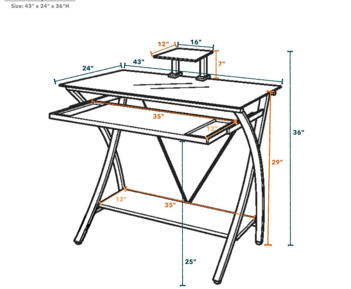 Sleek Black Glass Computer Desk By Homeroots - Image 2