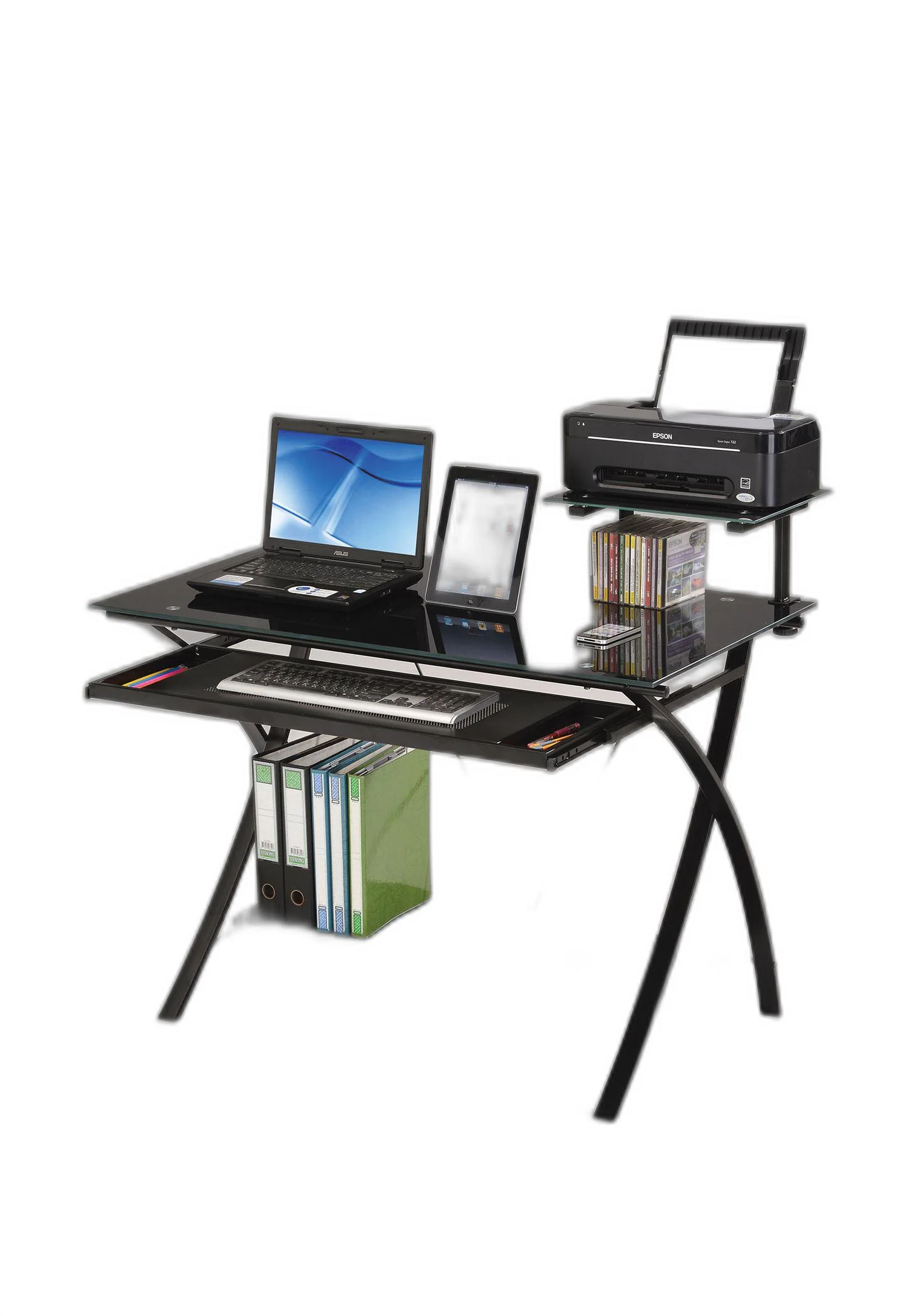 Sleek Black Glass Computer Desk By Homeroots - Image 3