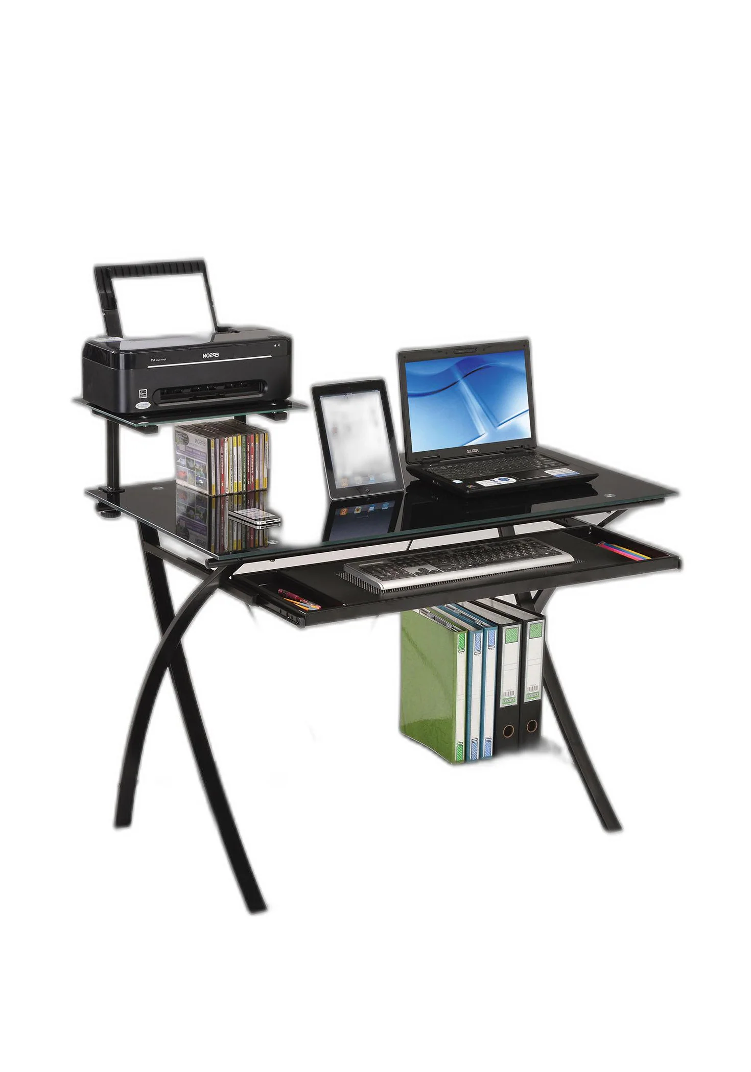 Sleek Black Glass Computer Desk By Homeroots - Image 4