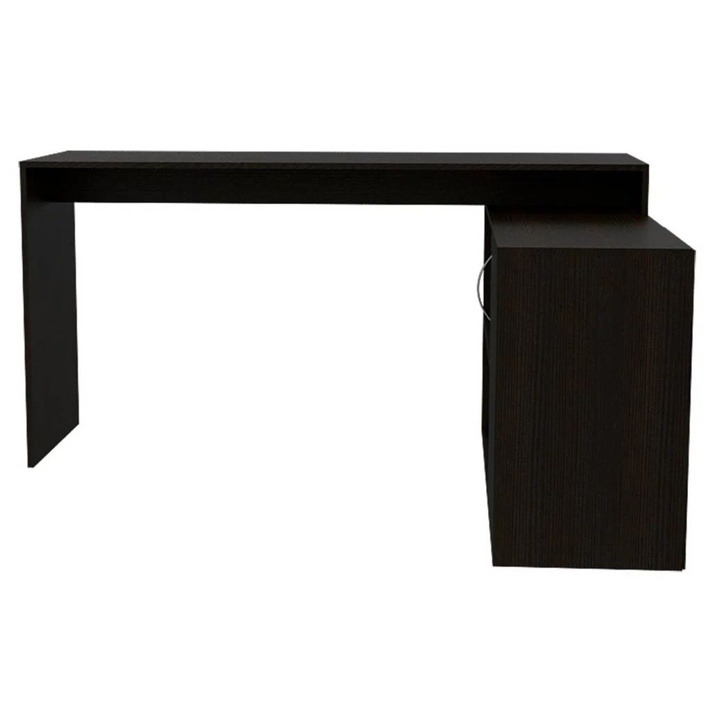 Sleek Black Wengue L Shape Office Desk By Homeroots - Image 2
