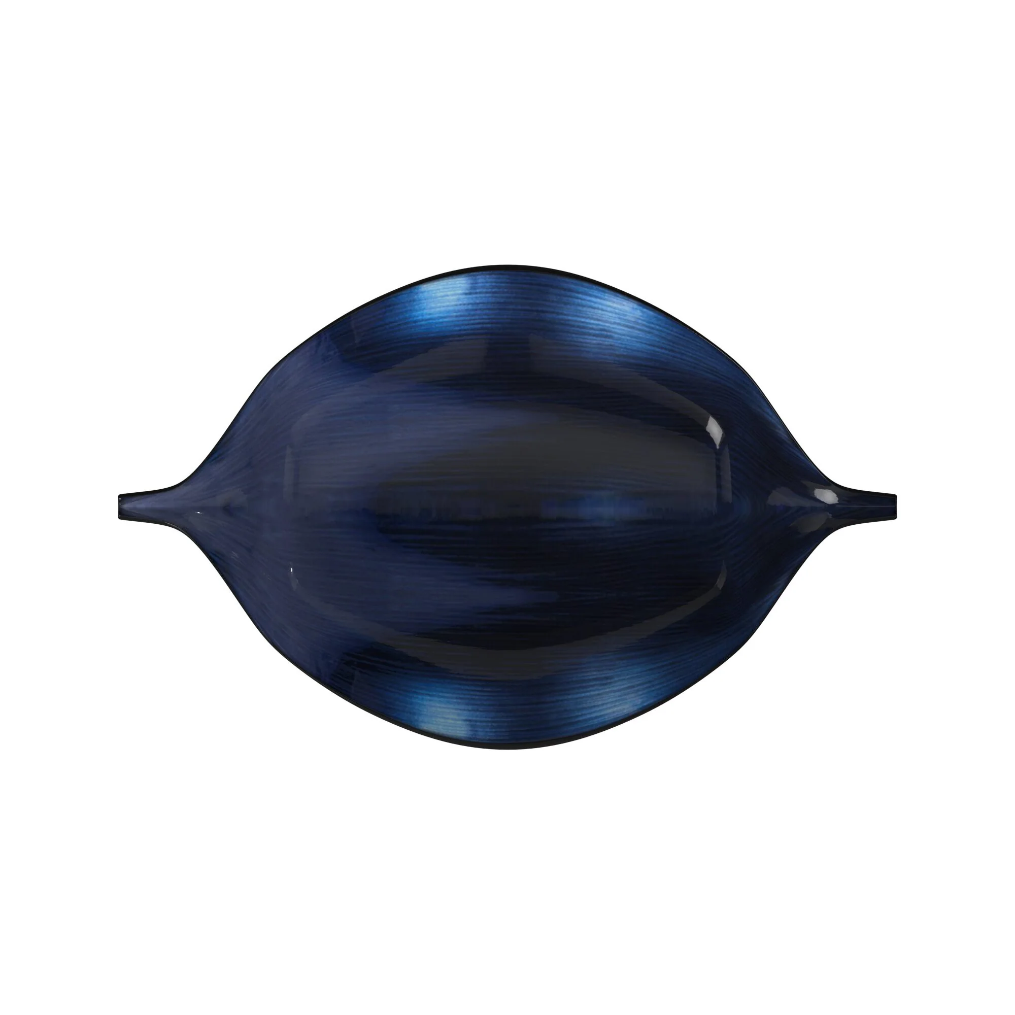 Sleek Blue and Black Lacquer Centerpiece Eye Bowl By Homeroots - Image 4