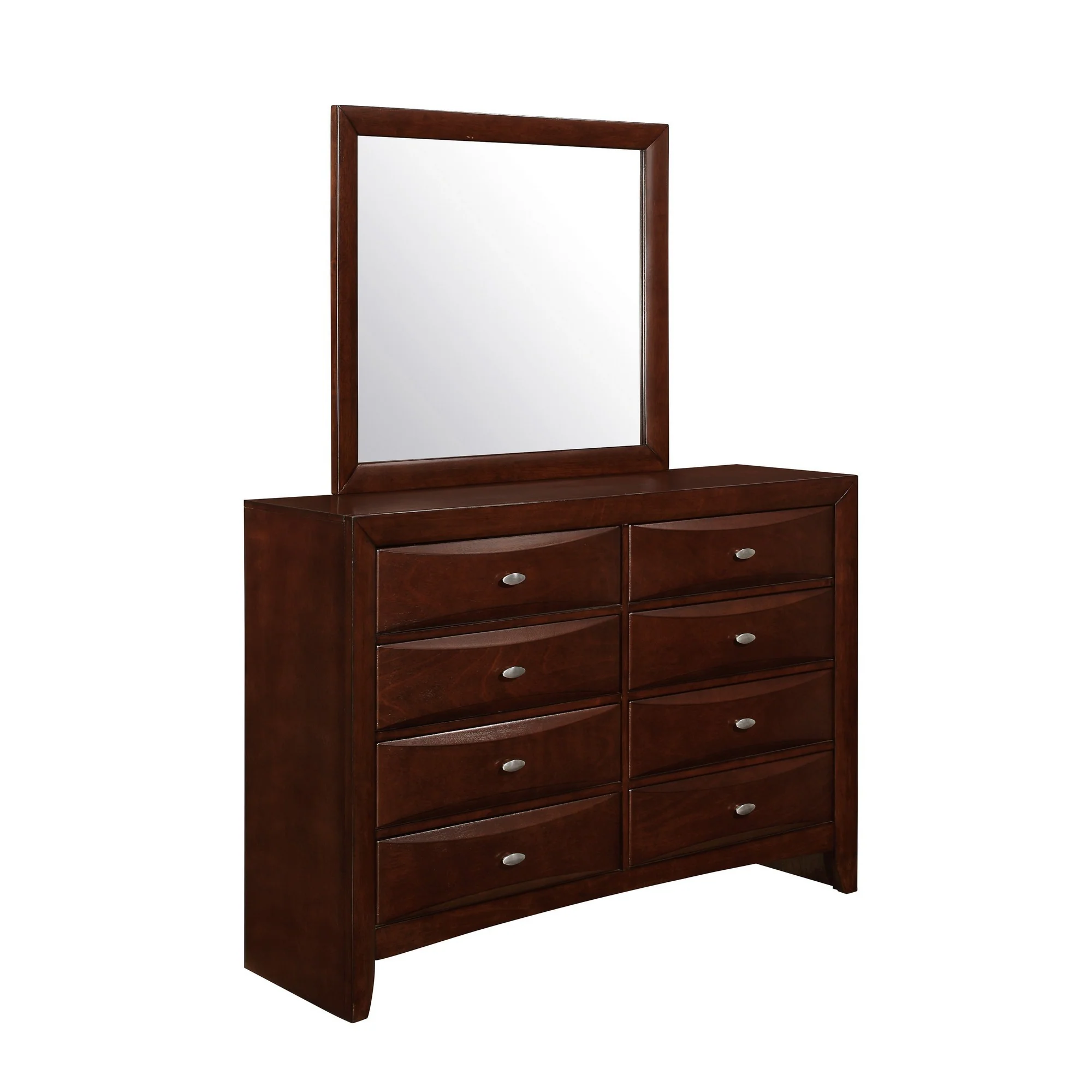 Sleek Dark Cherry Wood Wall Hanging Mirror By Homeroots - Image 2
