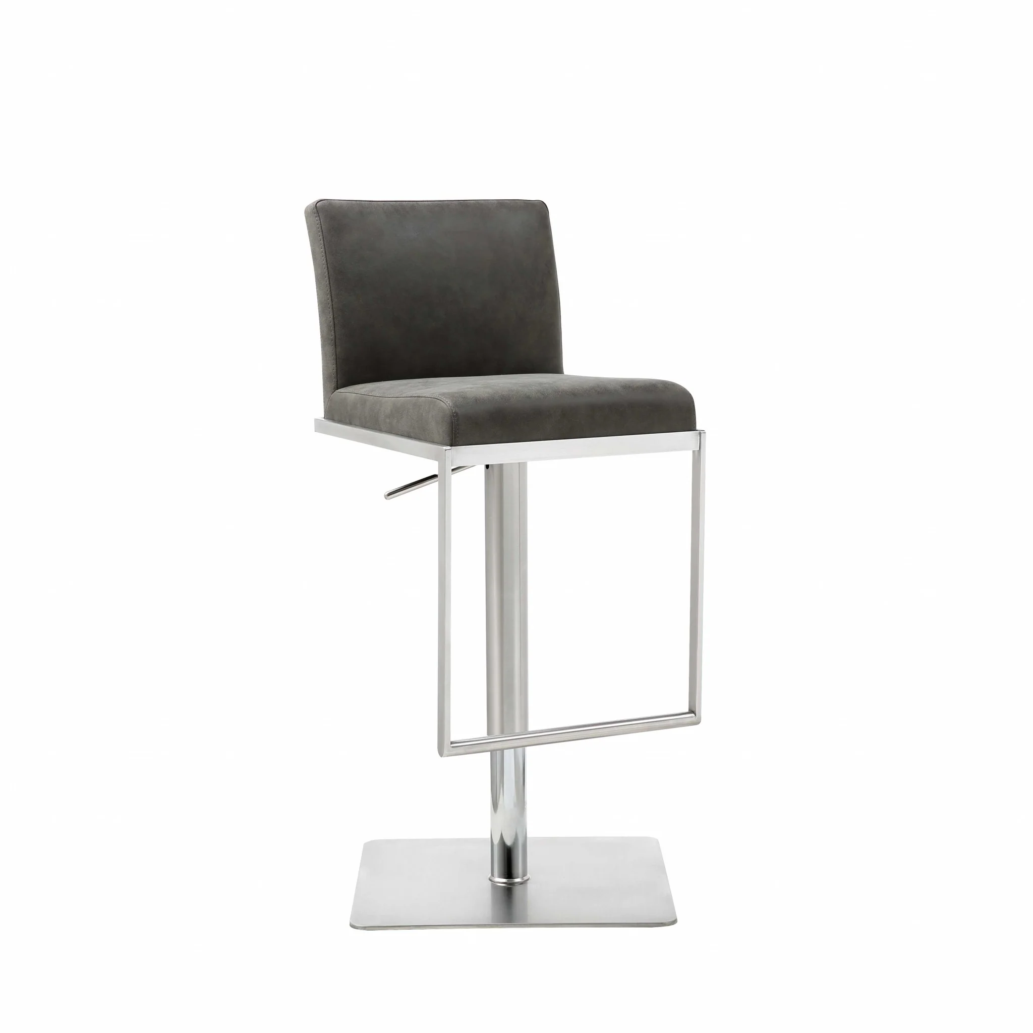 Sleek Dark Gray Faux Leather Adjustable Bar Stool By Homeroots - Image 2